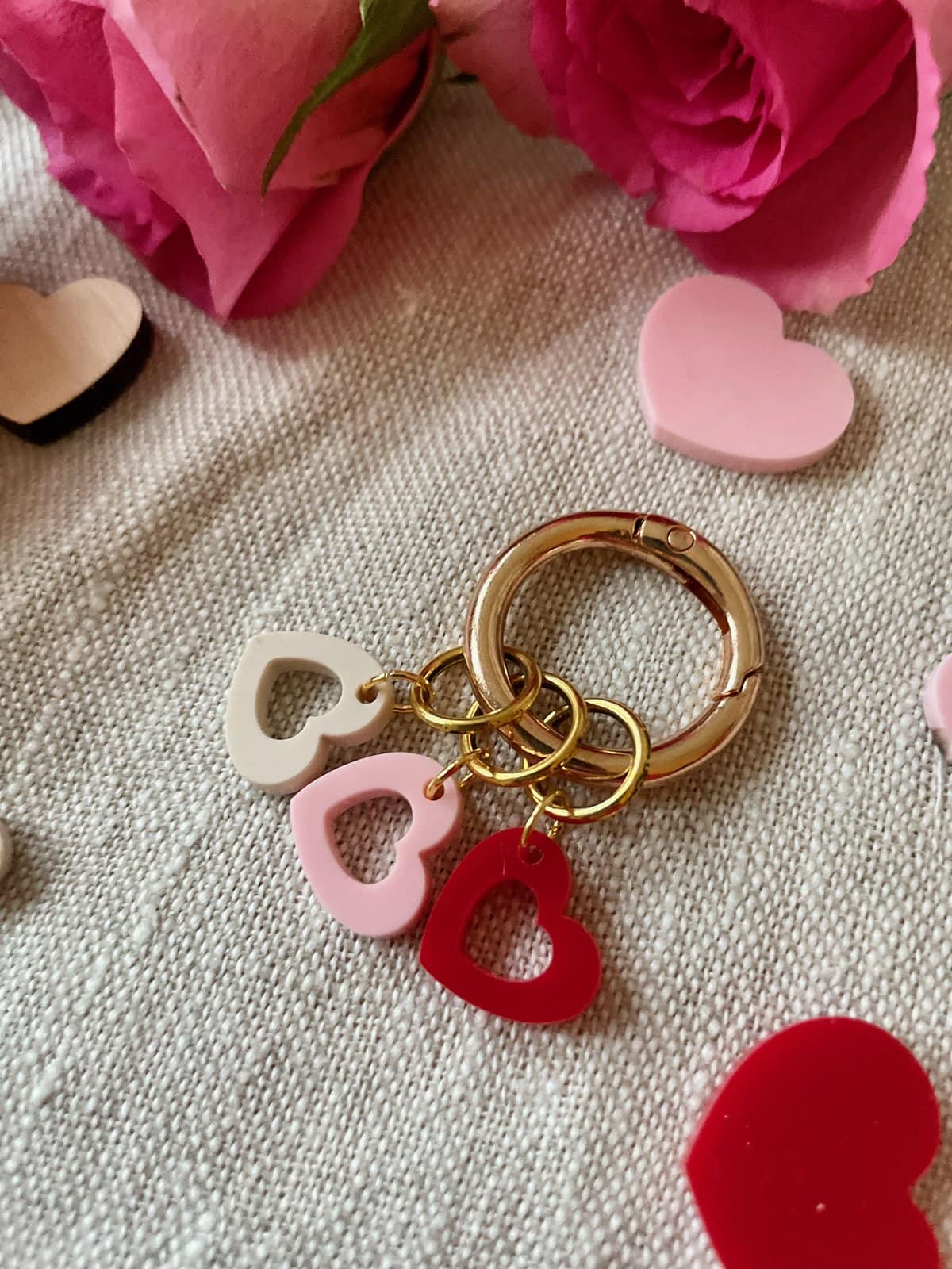Three Hearts Bag Charm