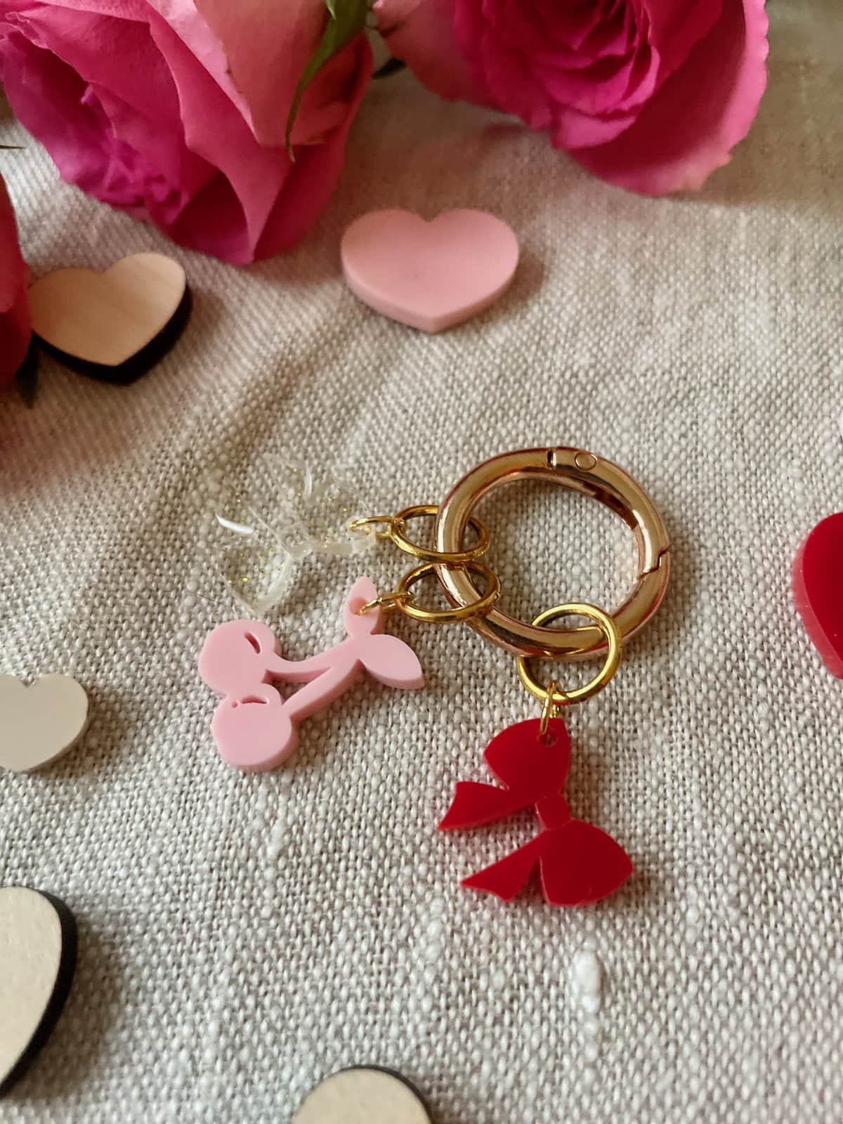 Bows and Cherry Bag Charm