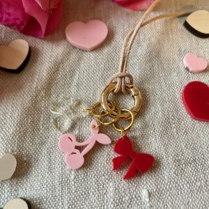 Bows and Cherries Stitch Marker Necklace