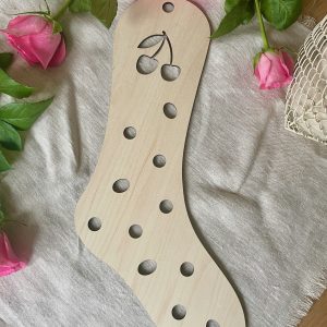 Wooden Sock Blocker with Cherry Design