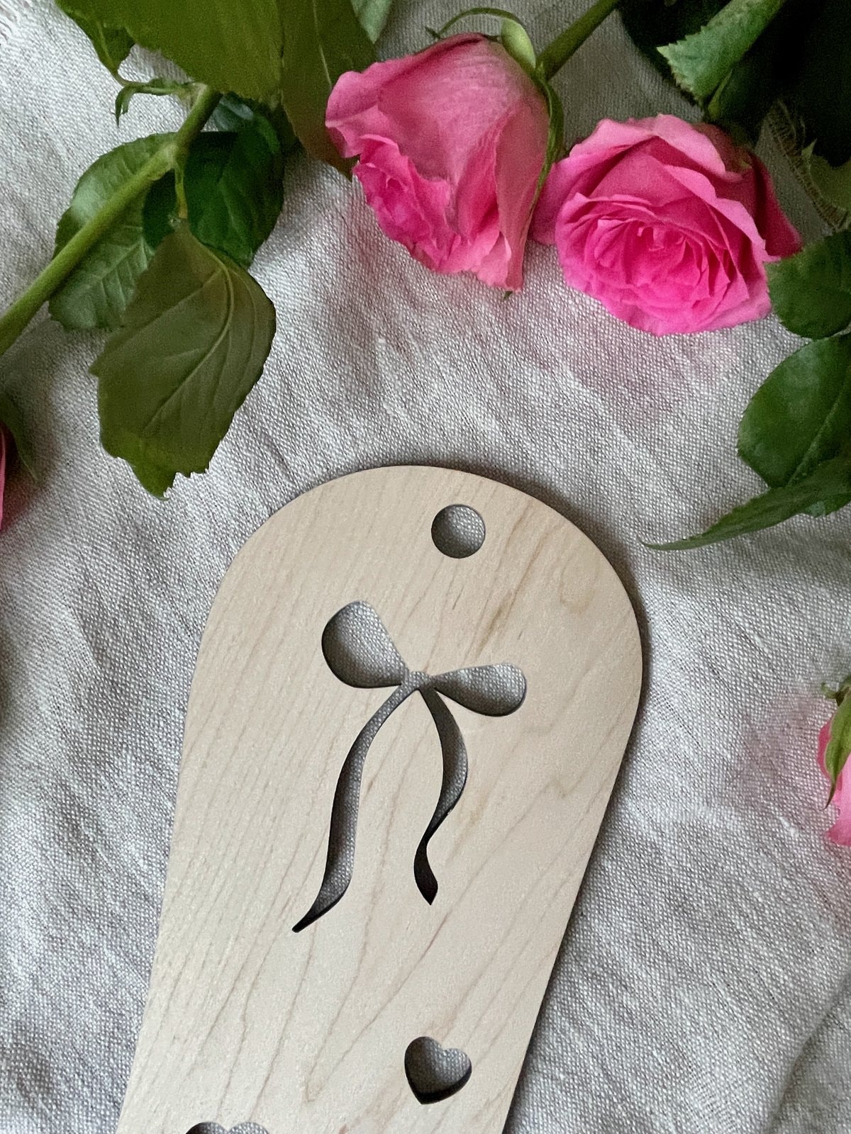 Wooden Sock Blocker with Bow Design - Image 2
