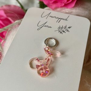 Peach Heart Glitter Cherry Stitch Marker