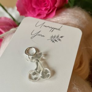 Silver Heart Glitter Cherry Stitch Marker