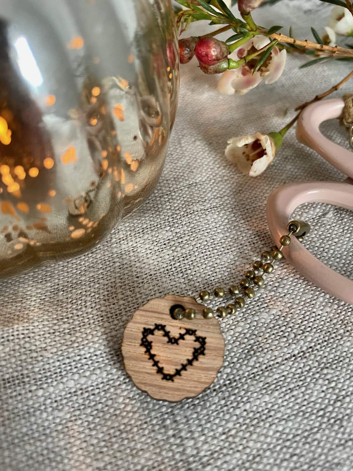 Cross Stitched Heart Scissor Charm - Image 2