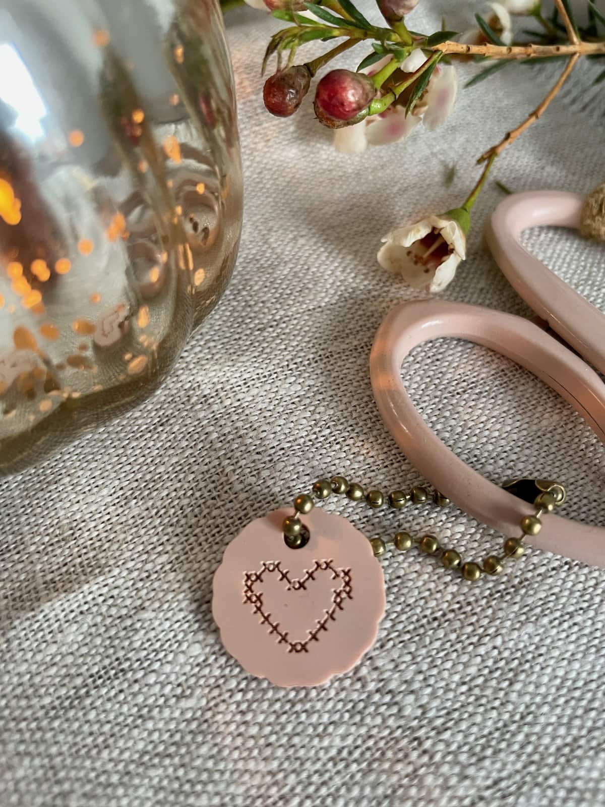 Cross Stitched Heart Scissor Charm - Image 3