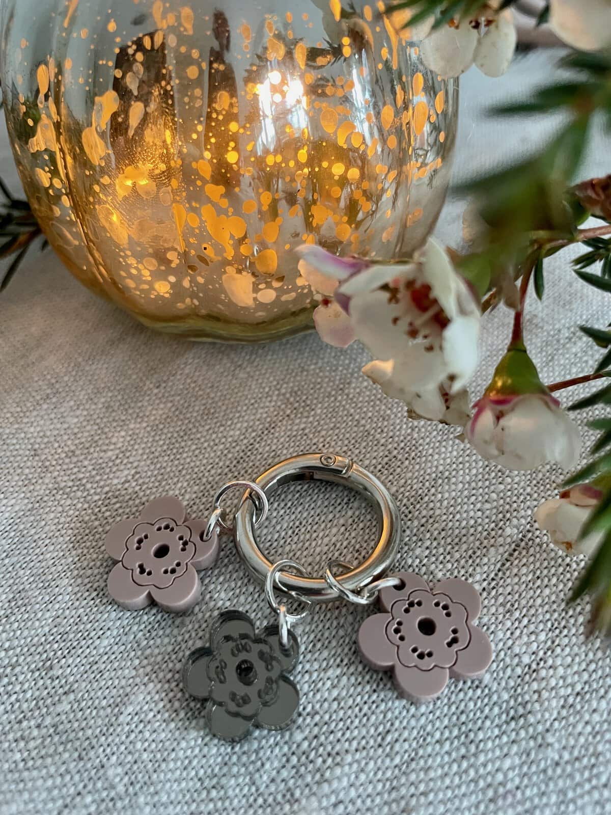 Wax Flower Bag Charm