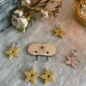 Daffodil Earrings and Stitch Marker Set