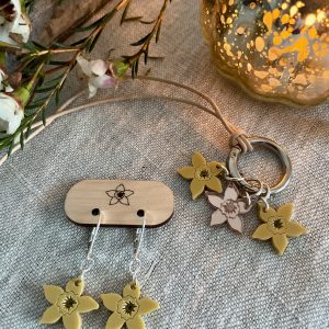 Daffodil Earrings and Stitch Marker Necklace Set