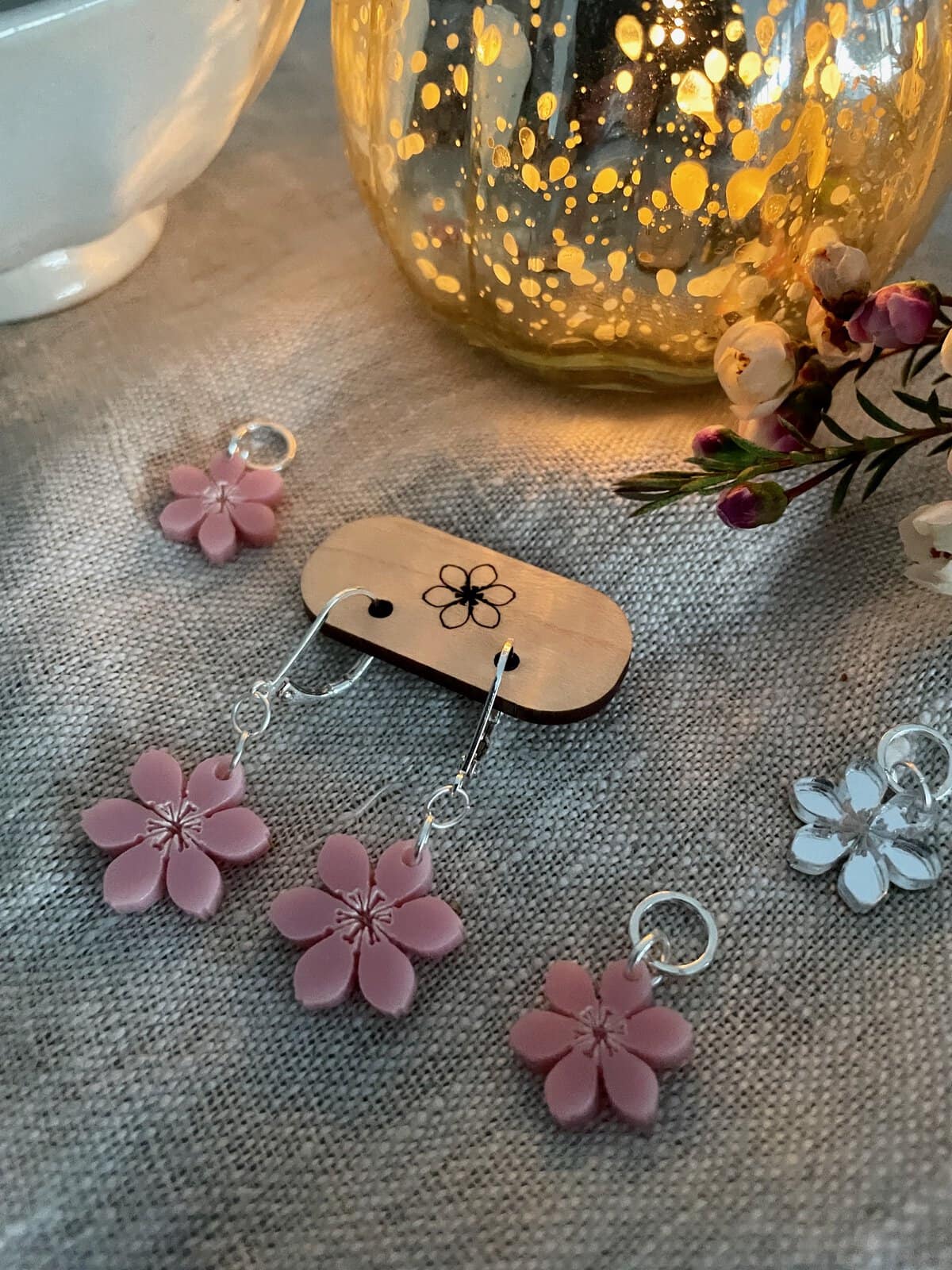 Sakura Earrings and Stitch Marker Set
