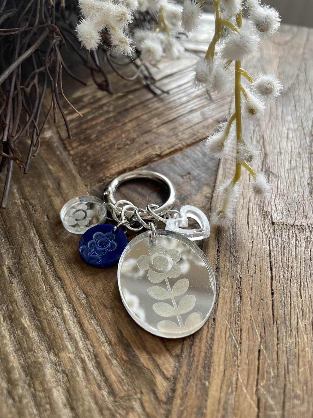 Floret Bag Charm with Three Stitch Markers