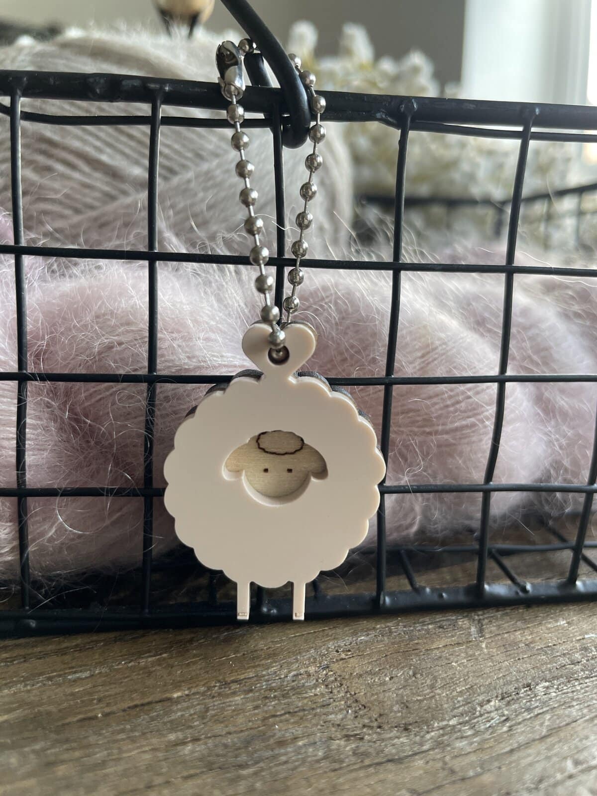 Small Sheep Bag Charm with Chain - Image 2