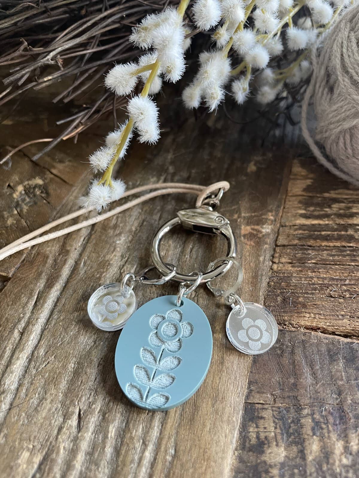 Floret Stitch Marker Necklace with Leather Cord - Image 5