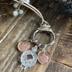 Knit Stitch Sheep Stitch Marker Necklace with Leather Cord