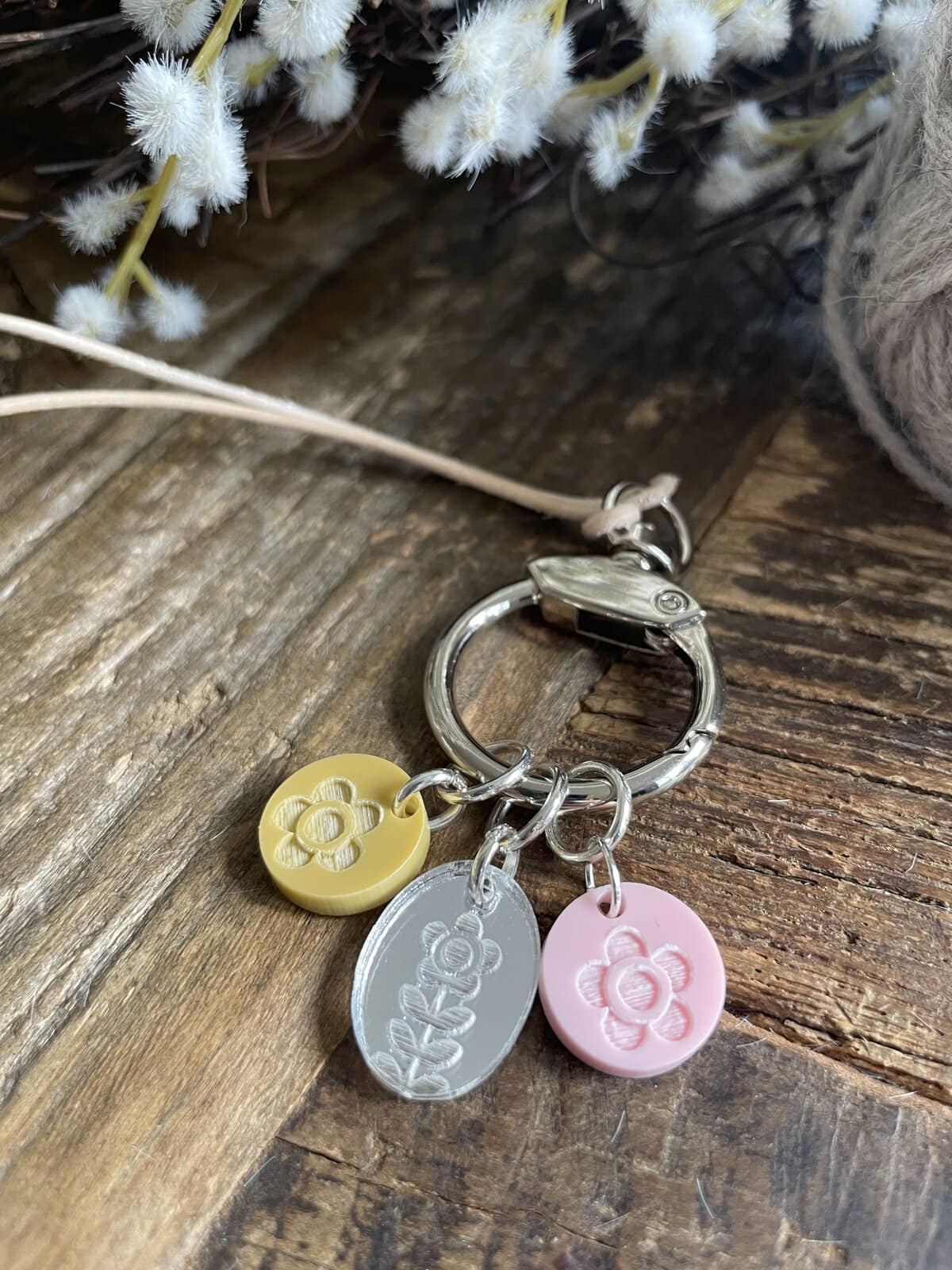 Floret Stitch Marker Necklace with Leather Cord - Image 3