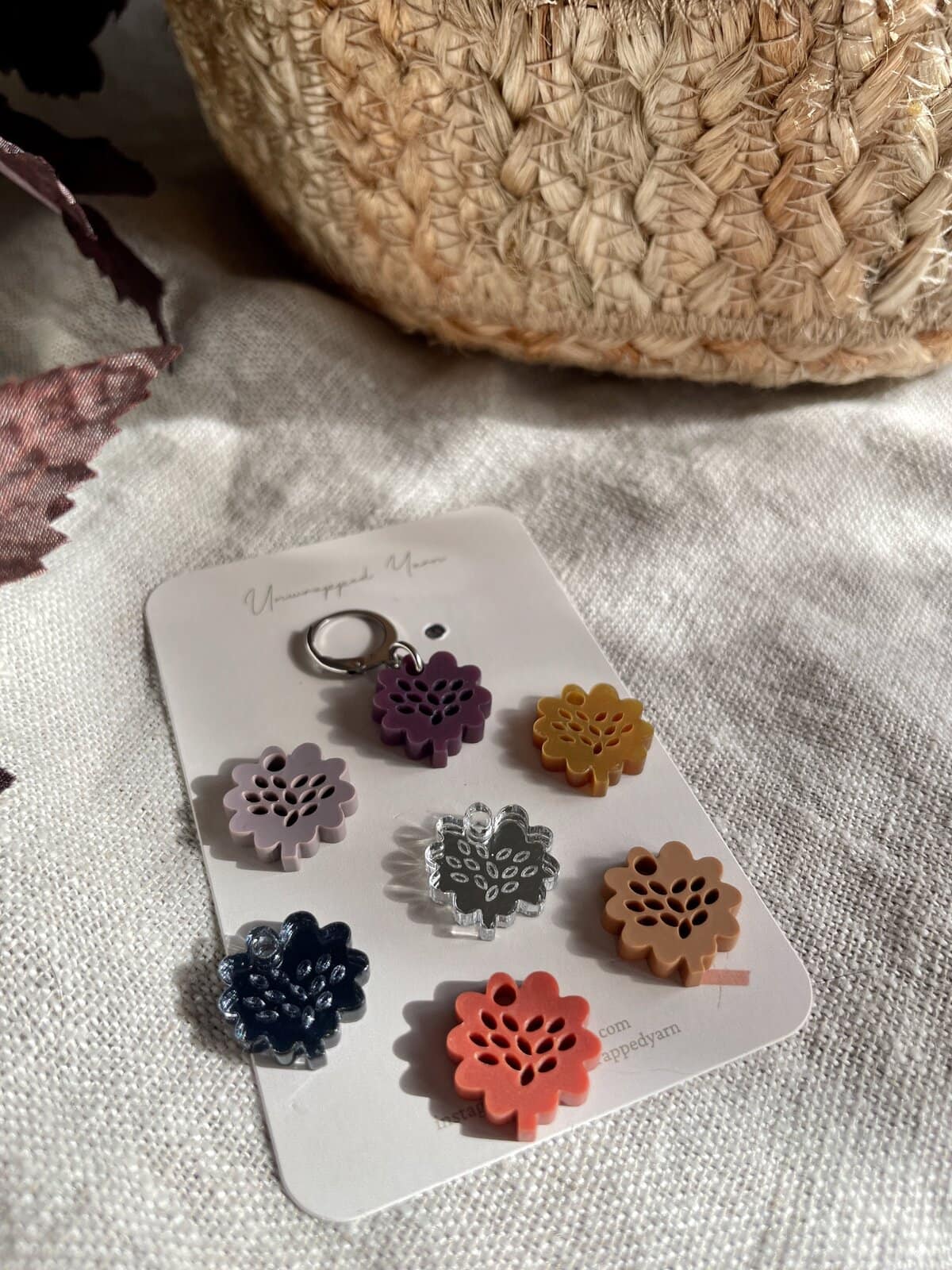 Colorful silicone yarn-themed bag charms for knitting, crochet, or craft accessories.