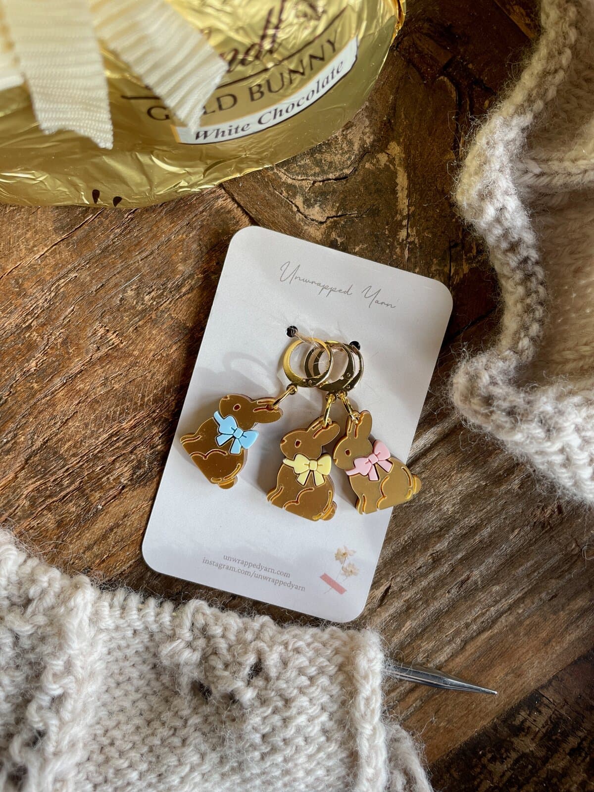 Gold Bunny Stitch Marker Set