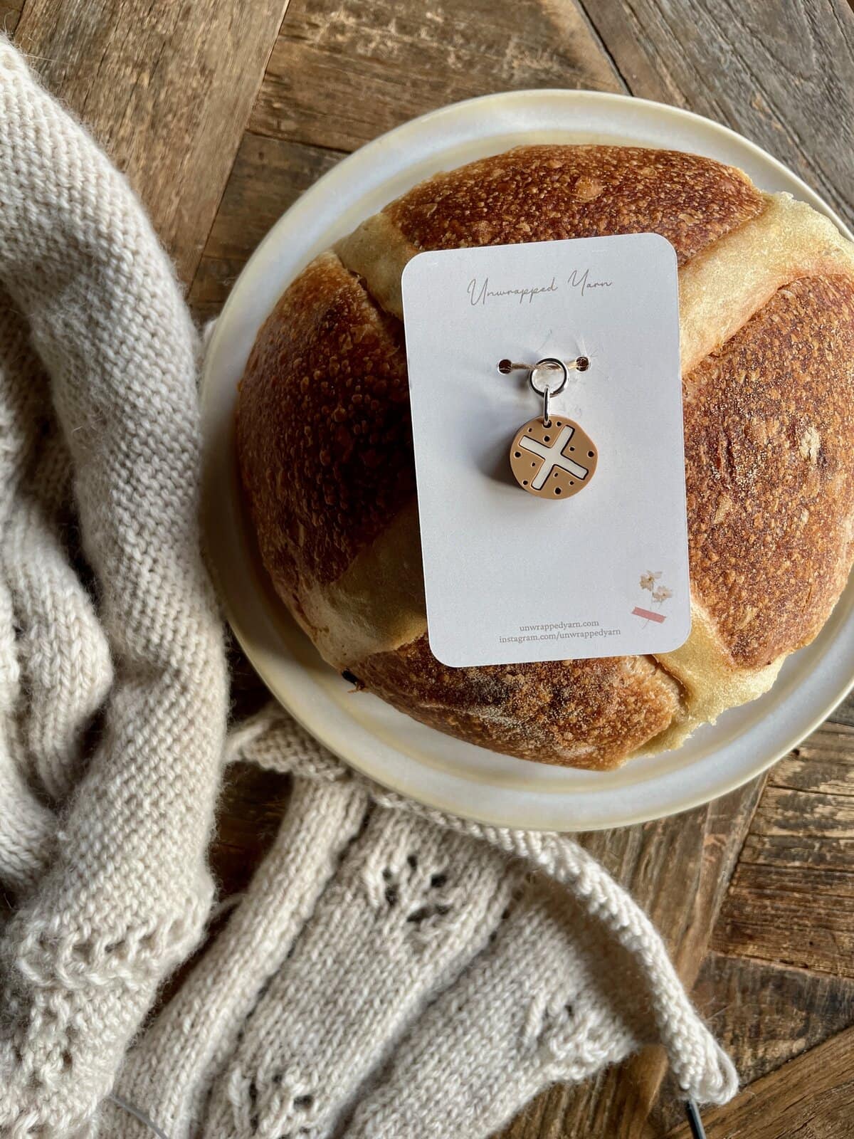 Hot Cross Bun Stitch Marker - Image 2