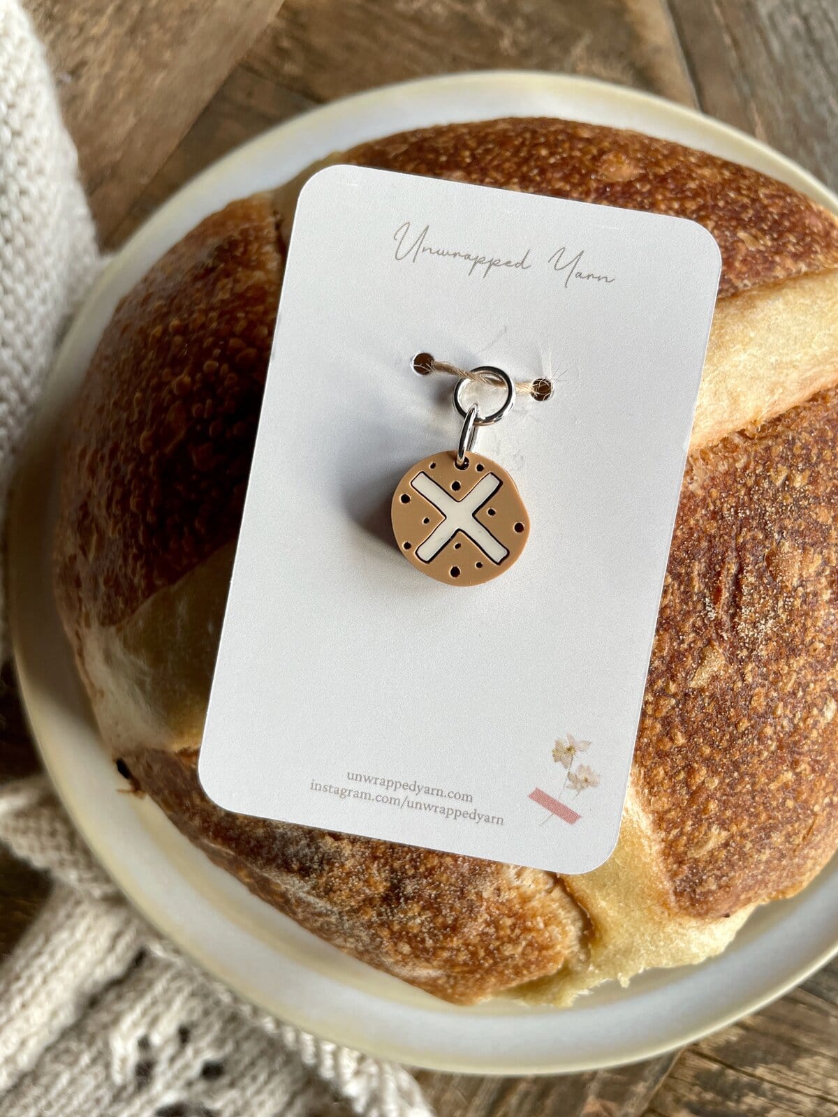 Hot Cross Bun Stitch Marker - Image 3