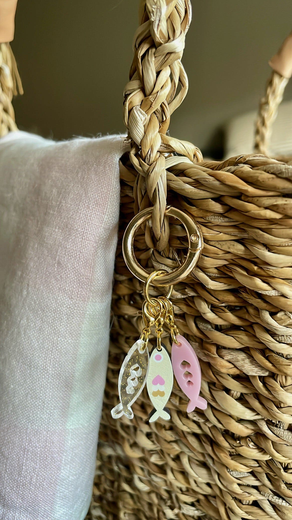 Pink Sardines Stitch Marker Necklace