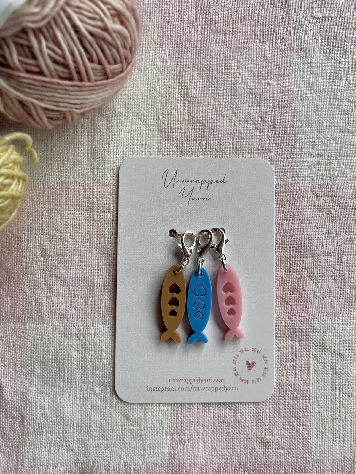 Set of 3 Sardine Acrylic Stitch Markers/Progress Keepers - Image 2