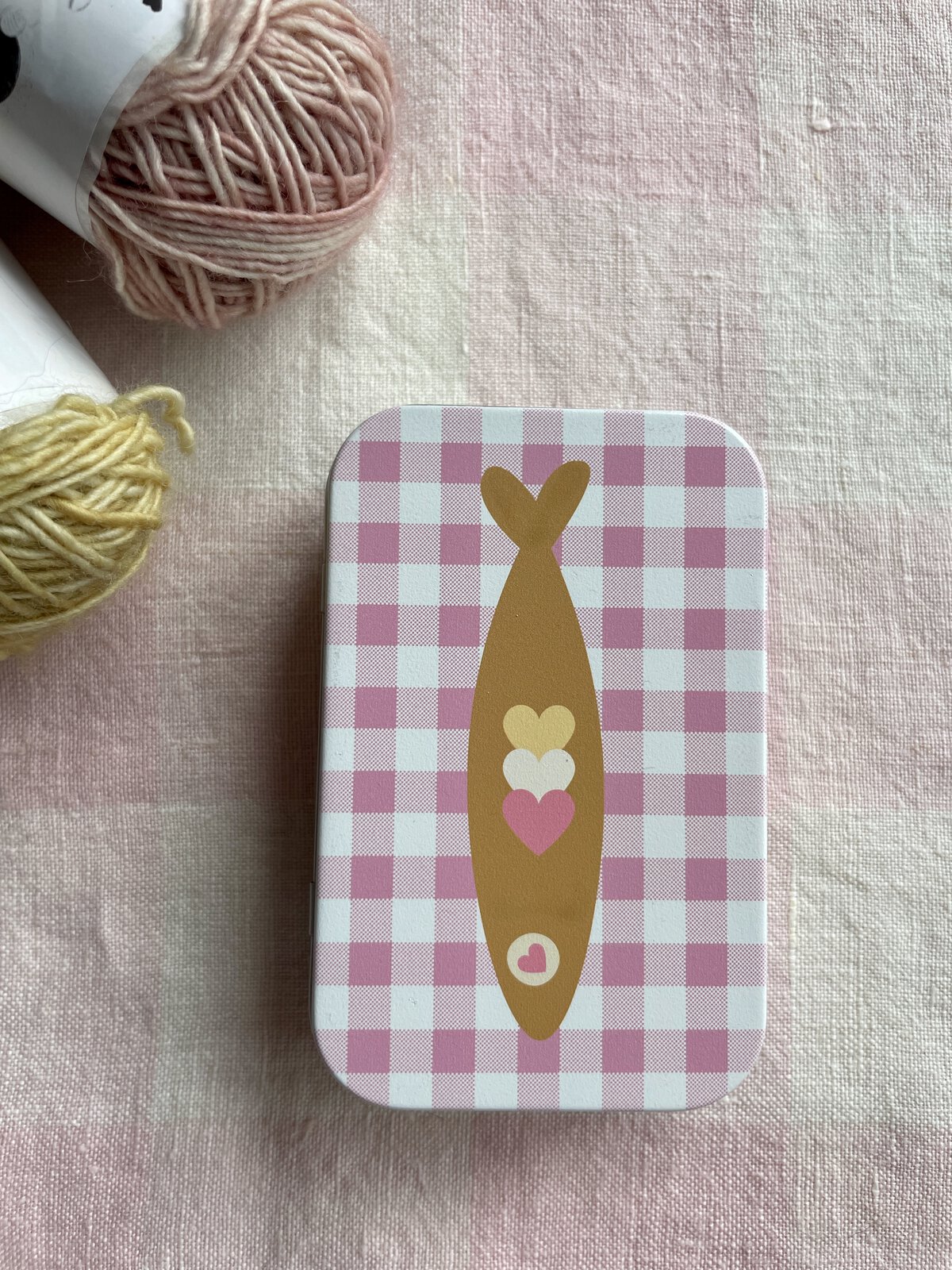 Pink Gingham Sardine Tin with Matching Notions - Image 3