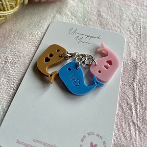 Set of 3 Whale Acrylic Stitch Markers/Progress Keepers