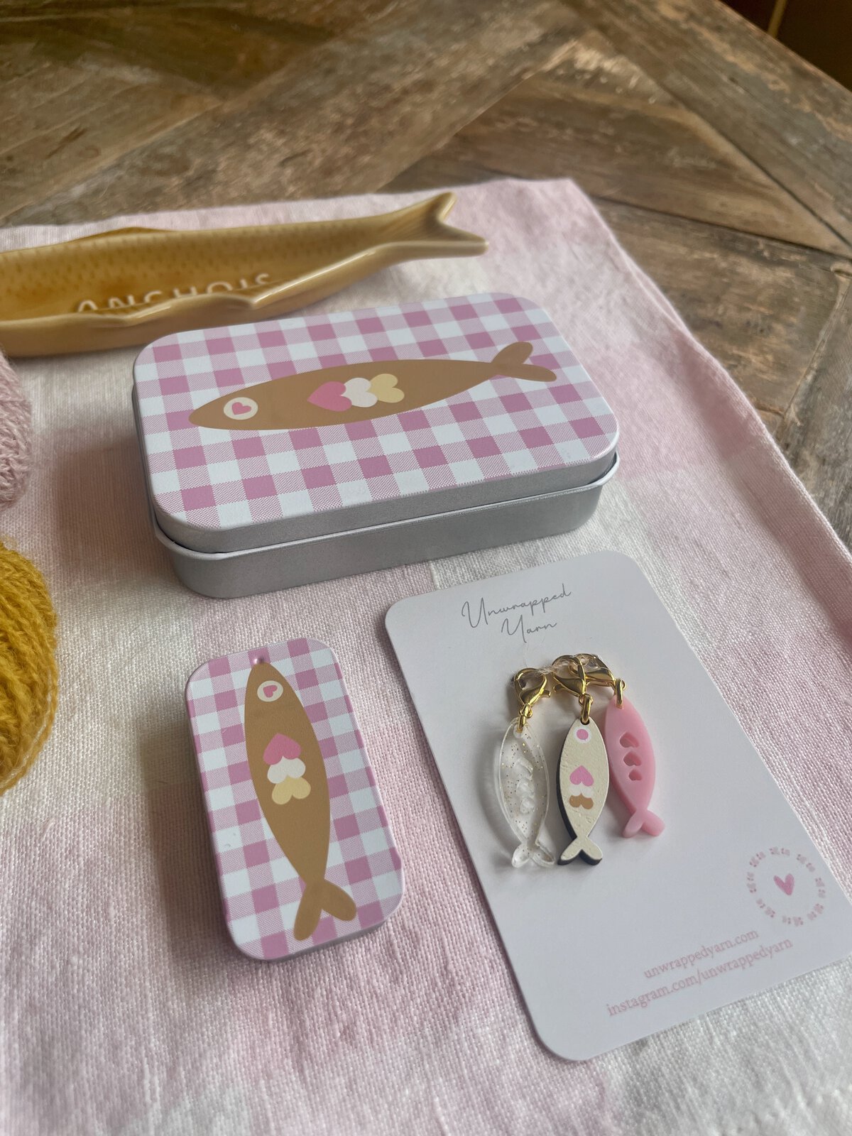 Pink Gingham Sardine Tin with Matching Notions - Image 2