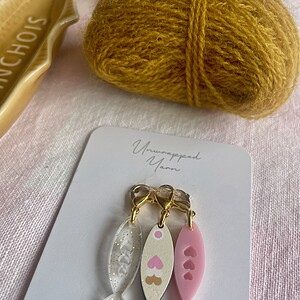 Set of 3 Pink Sardine Stitch Markers/Progress Keepers