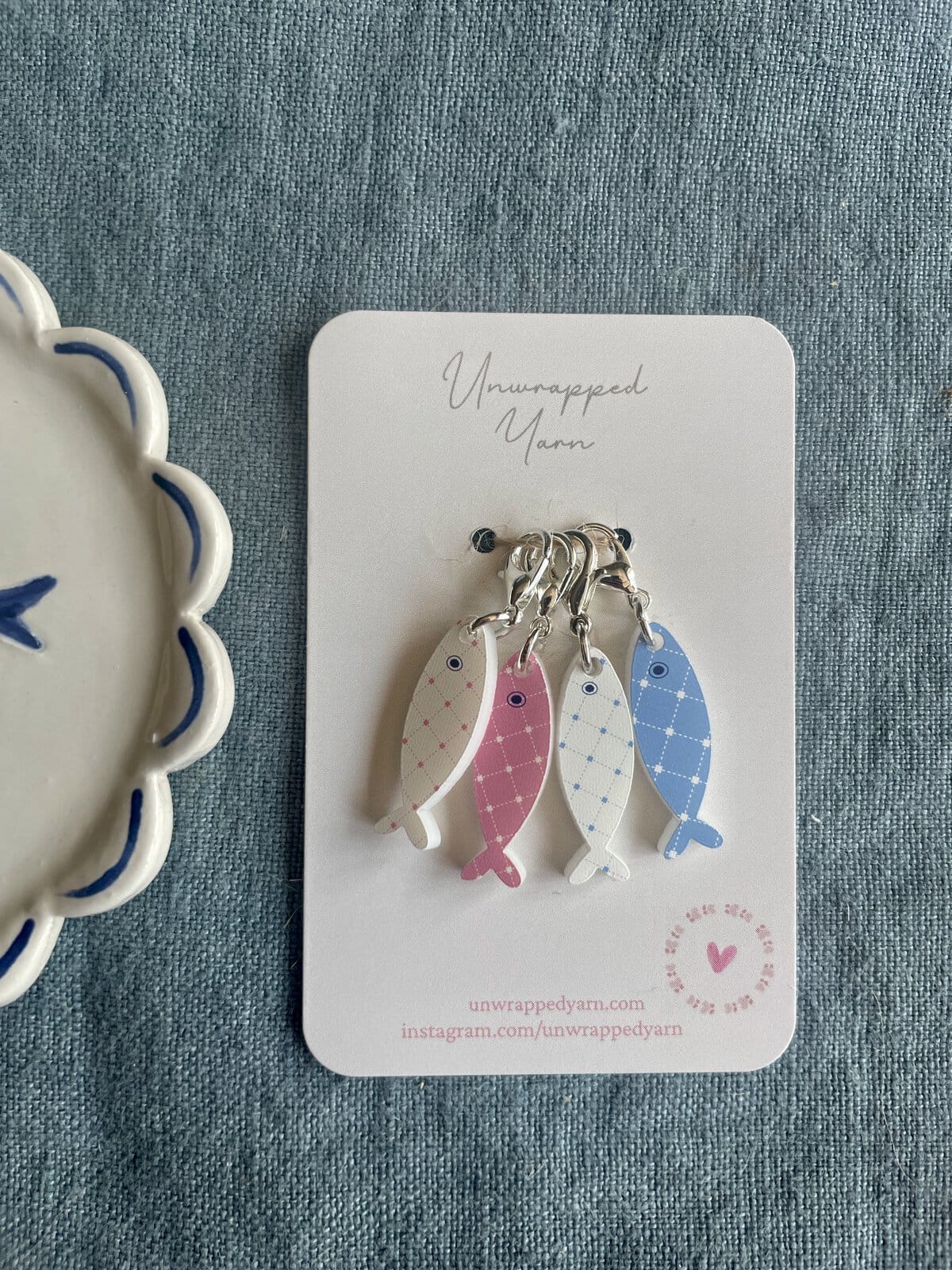 Set of Four Sardine Stitch Markers/Progress Keepers