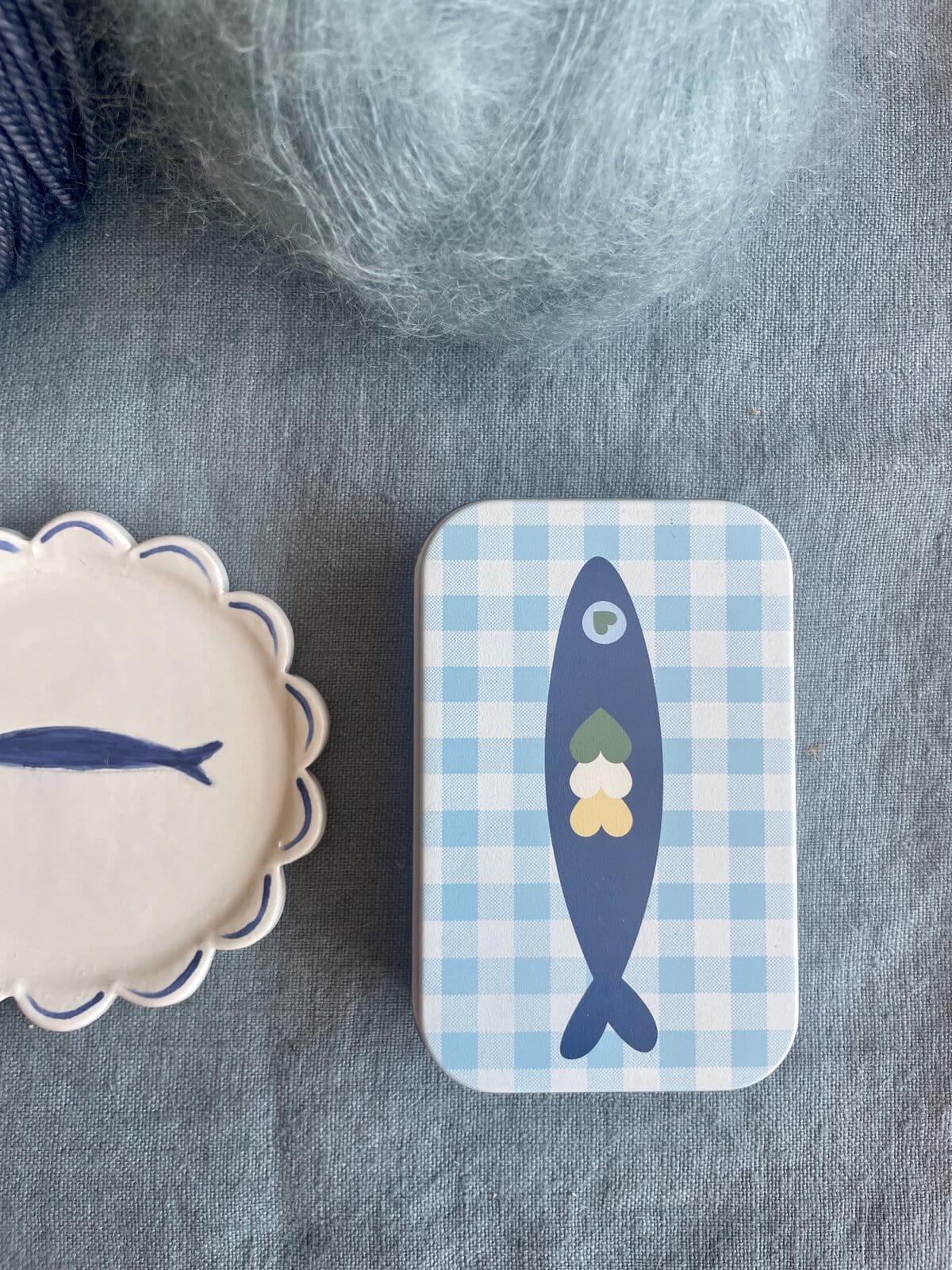 Blue Gingham Sardine Tin - Image 2