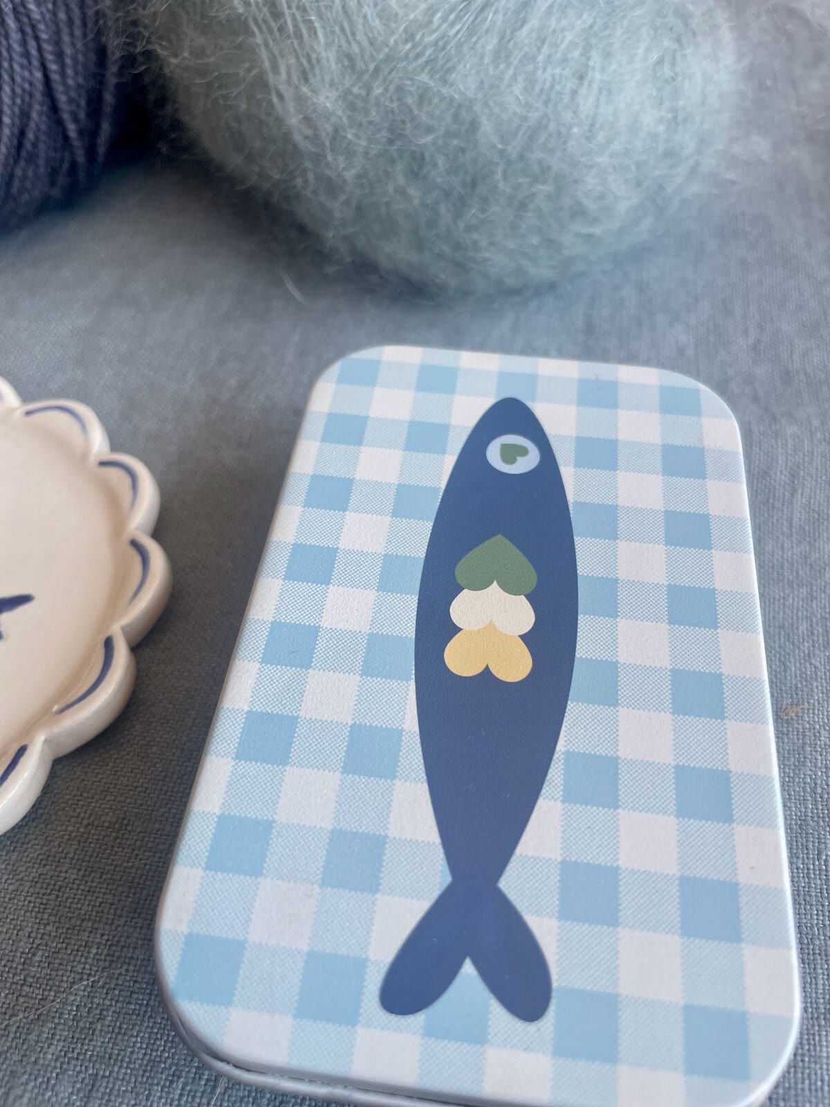 Blue Gingham Sardine Tin - Image 3
