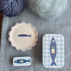 Blue Gingham Sardine Tin