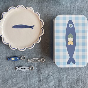 Blue Gingham Sardine Tin with Matching Notions