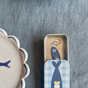 Blue Gingham Sardine Tin and Matching Notion