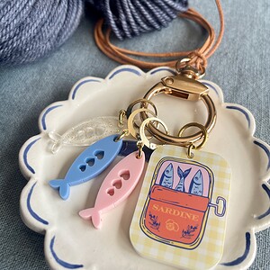 Sardine Tin Stitch Marker Necklace