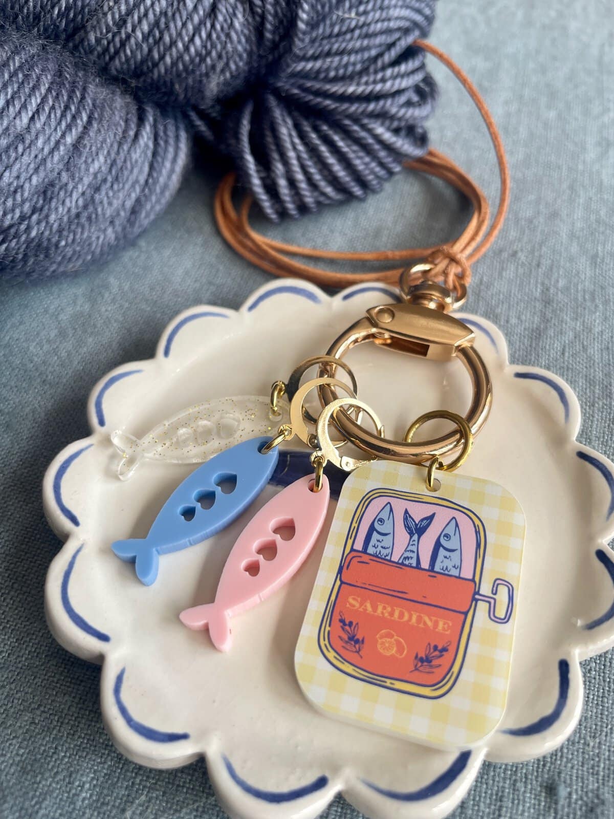 Sardine Tin Stitch Marker Necklace