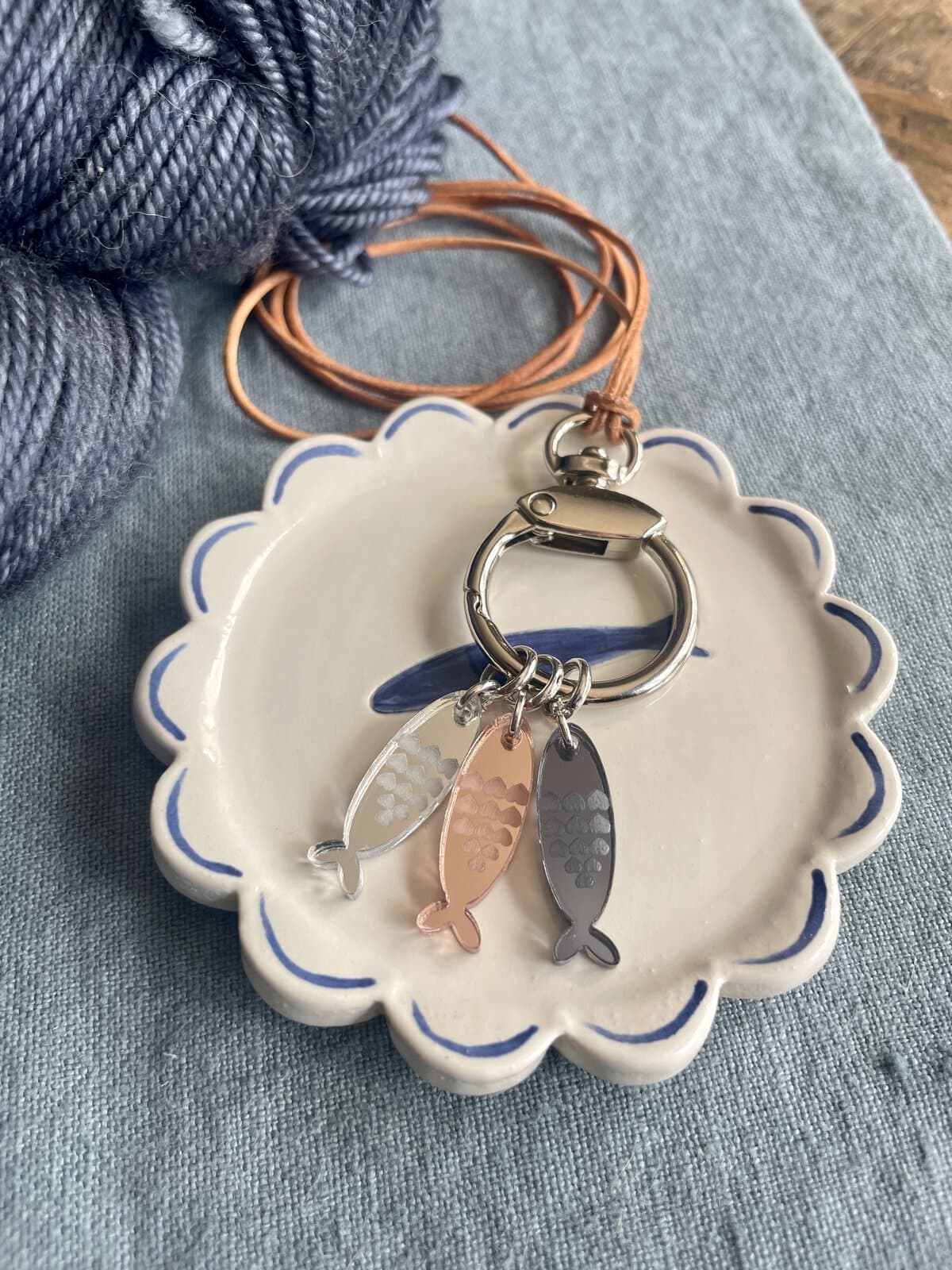 Mirrored Sardines Stitch Marker Necklace