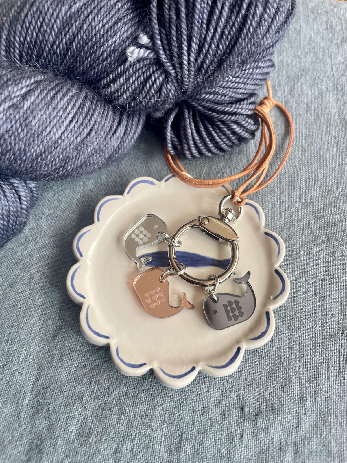 Mirrored Whales Stitch Marker Necklace