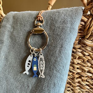 Blue Sardines Stitch Marker Necklace