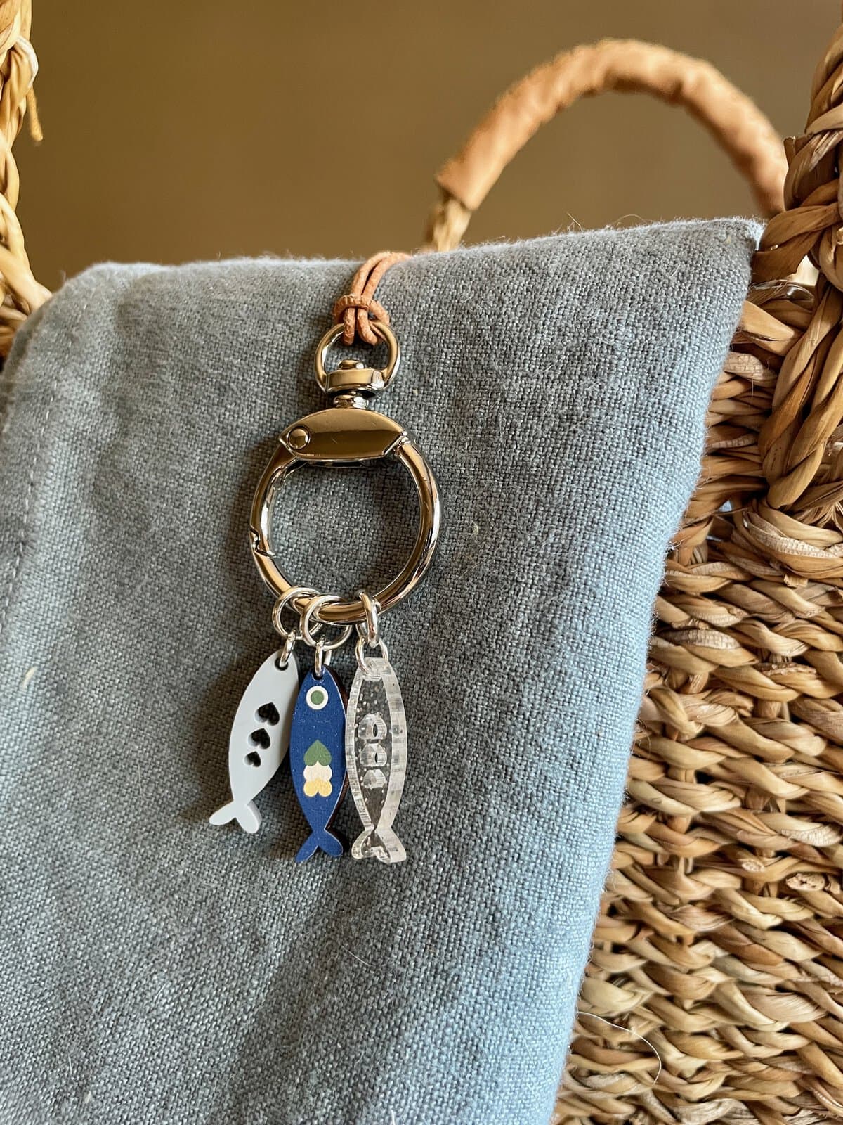 Blue Sardines Stitch Marker Necklace