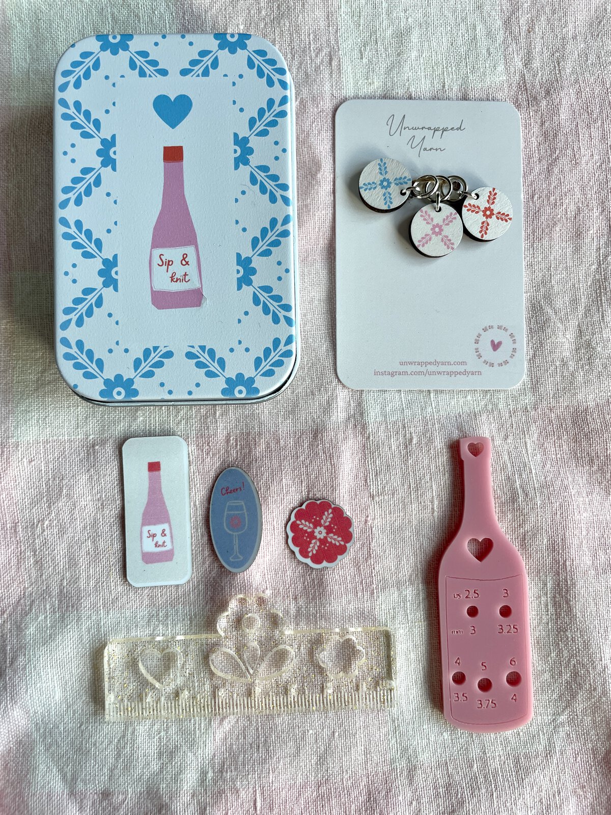 Sip and Knit or Crochet Tin Gift Set