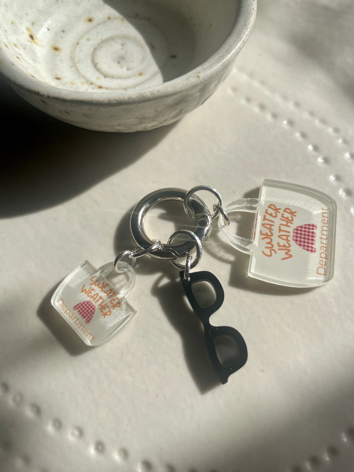 Sweater Weather Department Totes and Pair of Glasses Bag Charm