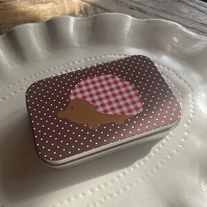 Gingham Hedgehog Tin